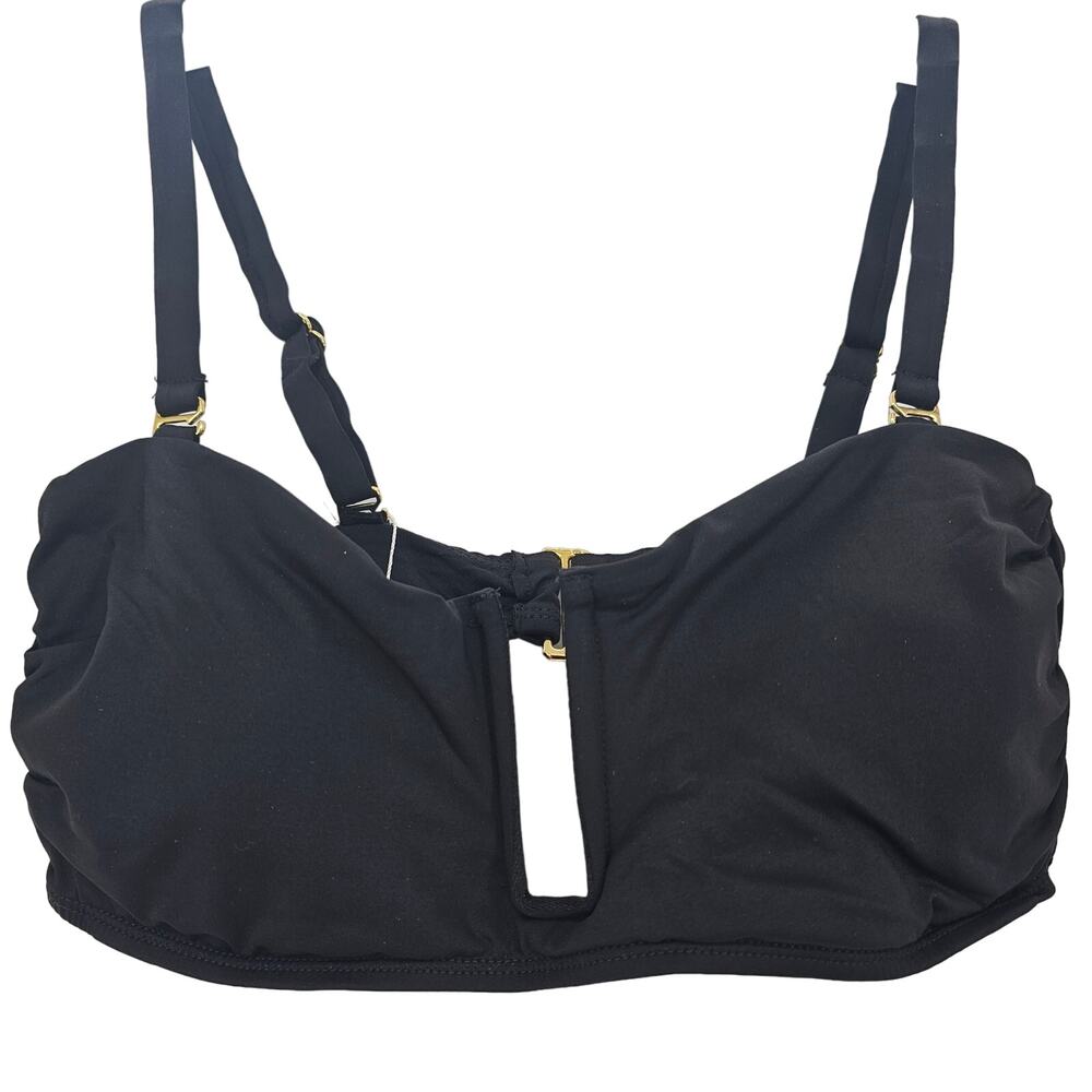 Andie Swim Womans size L The Cartagena Bikini Top in Black Convertible Swim NEW